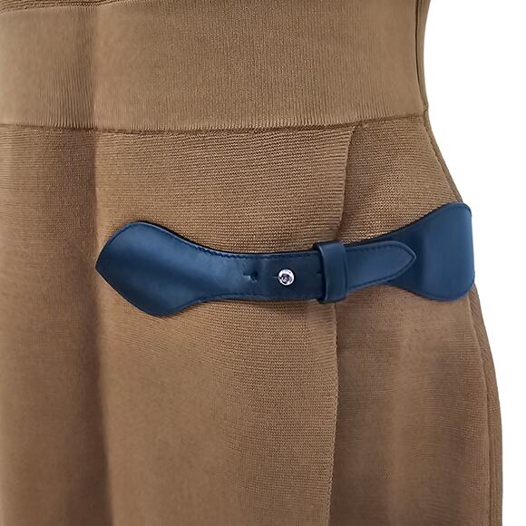 Revolve A.L.C. Womans size L Beige Sleeveless Knit midi dress leather details - Picture 3 of 8